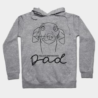 Italian Greyhound dad; with cute cartoon IGGY black line art. Hoodie